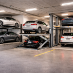 Elevadores para autos en estacionamientos residenciales y edificios levantando vehículos en parking subterráneo moderno