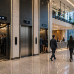 sistemas de elevadores comerciales en México en edificio moderno con alto flujo y tecnología avanzada