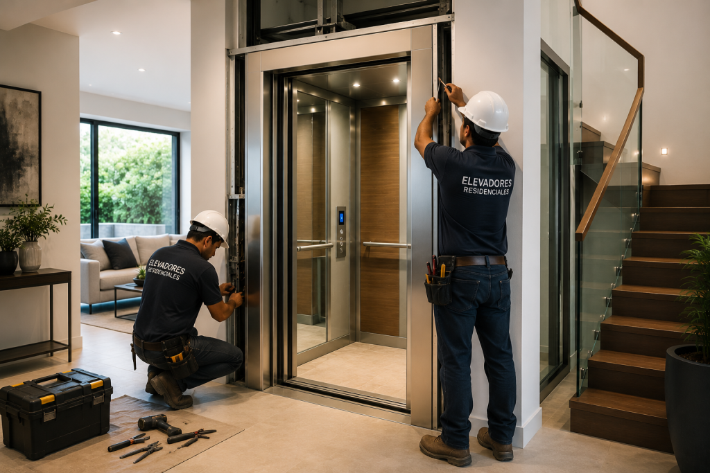 Instalación de elevadores residenciales en México en casa moderna
