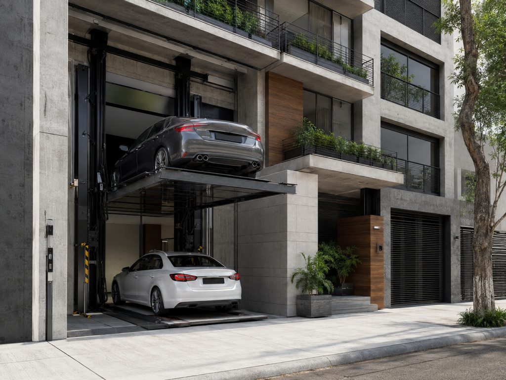 Instalación de elevadores para autos en México para edificios urbanos con estacionamiento vertical