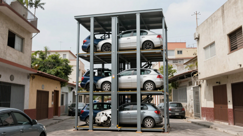 Solución de estacionamiento vertical en México para terrenos pequeños