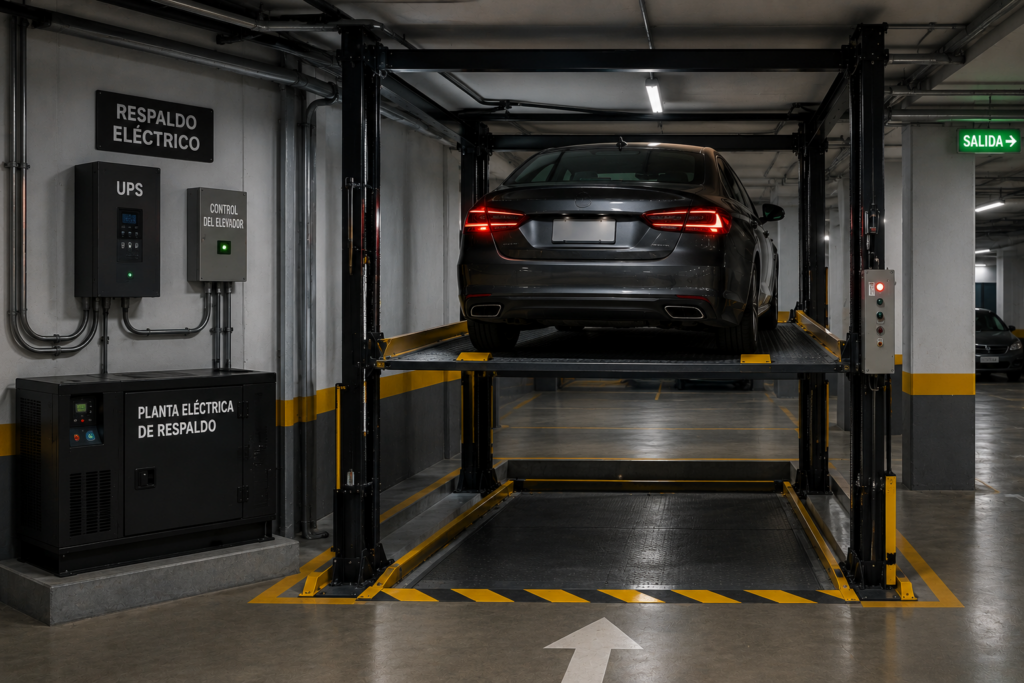 Mejor elevador ante cortes eléctricos en México con UPS, bloqueo mecánico y descenso controlado.